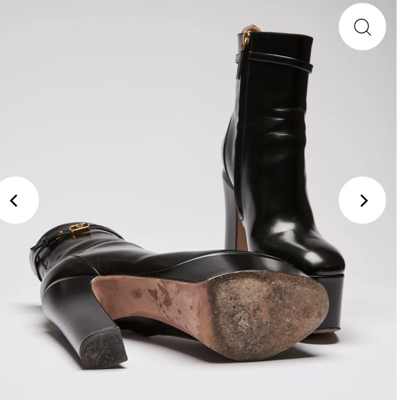 Valentino Black Leather Platform High Heel Ankle Boots - Picture 3 of 6